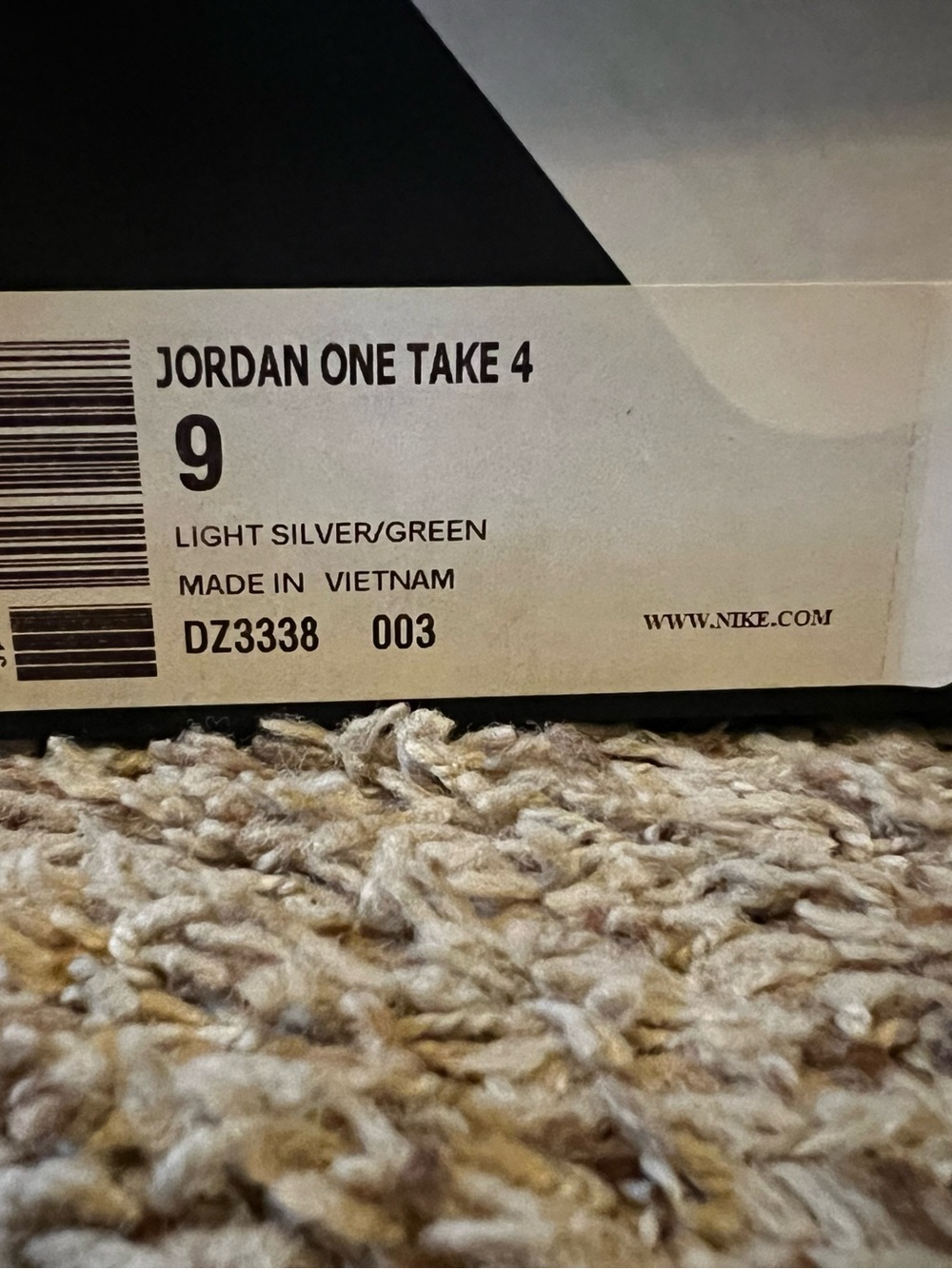 Nike Light Silver and Green Jordan One Take 4 Label